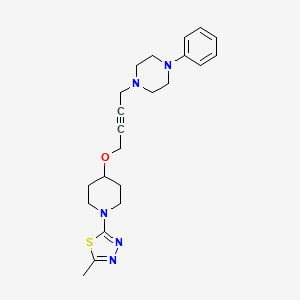 molecular formula C22H29N5OS B12270021 1-(4-{[1-(5-Methyl-1,3,4-thiadiazol-2-yl)piperidin-4-yl]oxy}but-2-yn-1-yl)-4-phenylpiperazine 