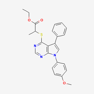 2-[[7-(4-Methoxyphenyl)-5-phenyl-4-pyrrolo[2,3-d]pyrimidinyl]thio]propanoic acid ethyl ester