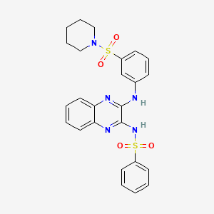 molecular formula C25H25N5O4S2 B1227010 N-[3-[3-(1-piperidinylsulfonyl)anilino]-2-quinoxalinyl]benzenesulfonamide 