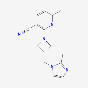 molecular formula C15H17N5 B12270130 6-methyl-2-{3-[(2-methyl-1H-imidazol-1-yl)methyl]azetidin-1-yl}pyridine-3-carbonitrile 