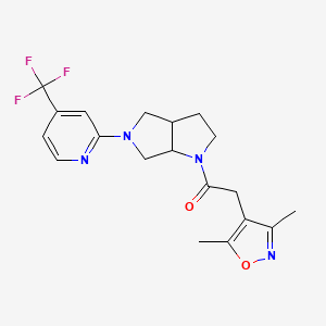 molecular formula C19H21F3N4O2 B12270160 2-(3,5-Dimethyl-1,2-oxazol-4-yl)-1-{5-[4-(trifluoromethyl)pyridin-2-yl]-octahydropyrrolo[3,4-b]pyrrol-1-yl}ethan-1-one 