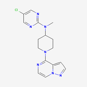 molecular formula C16H18ClN7 B12270162 5-chloro-N-methyl-N-(1-{pyrazolo[1,5-a]pyrazin-4-yl}piperidin-4-yl)pyrimidin-2-amine 