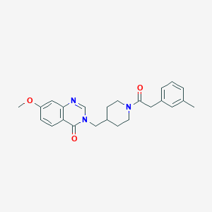 molecular formula C24H27N3O3 B12270164 7-Methoxy-3-({1-[2-(3-methylphenyl)acetyl]piperidin-4-yl}methyl)-3,4-dihydroquinazolin-4-one 