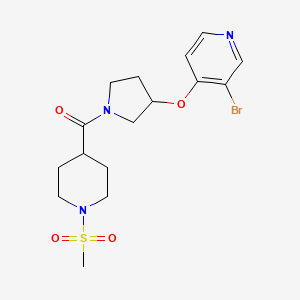 molecular formula C16H22BrN3O4S B12270212 3-Bromo-4-{[1-(1-methanesulfonylpiperidine-4-carbonyl)pyrrolidin-3-yl]oxy}pyridine 