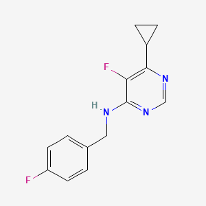 6-cyclopropyl-5-fluoro-N-[(4-fluorophenyl)methyl]pyrimidin-4-amine