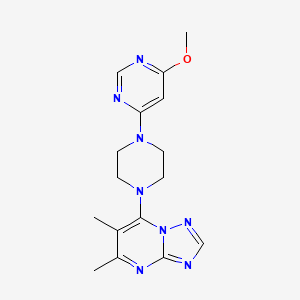 molecular formula C16H20N8O B12270329 4-(4-{5,6-Dimethyl-[1,2,4]triazolo[1,5-a]pyrimidin-7-yl}piperazin-1-yl)-6-methoxypyrimidine 