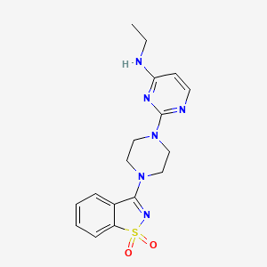 molecular formula C17H20N6O2S B12270339 3-{4-[4-(Ethylamino)pyrimidin-2-yl]piperazin-1-yl}-1lambda6,2-benzothiazole-1,1-dione 