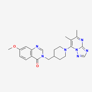 molecular formula C22H25N7O2 B12270362 3-[(1-{5,6-Dimethyl-[1,2,4]triazolo[1,5-a]pyrimidin-7-yl}piperidin-4-yl)methyl]-7-methoxy-3,4-dihydroquinazolin-4-one 