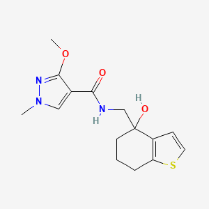 molecular formula C15H19N3O3S B12270368 N-[(4-hydroxy-4,5,6,7-tetrahydro-1-benzothiophen-4-yl)methyl]-3-methoxy-1-methyl-1H-pyrazole-4-carboxamide 