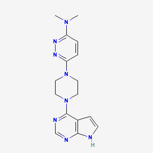 molecular formula C16H20N8 B12270378 N,N-dimethyl-6-(4-{7H-pyrrolo[2,3-d]pyrimidin-4-yl}piperazin-1-yl)pyridazin-3-amine 