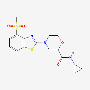 molecular formula C16H19N3O4S2 B12270396 N-cyclopropyl-4-(4-methanesulfonyl-1,3-benzothiazol-2-yl)morpholine-2-carboxamide 