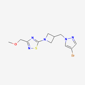 molecular formula C11H14BrN5OS B12270403 5-{3-[(4-bromo-1H-pyrazol-1-yl)methyl]azetidin-1-yl}-3-(methoxymethyl)-1,2,4-thiadiazole 