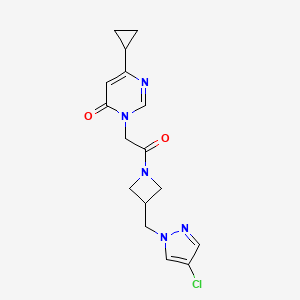 3-(2-{3-[(4-chloro-1H-pyrazol-1-yl)methyl]azetidin-1-yl}-2-oxoethyl)-6-cyclopropyl-3,4-dihydropyrimidin-4-one