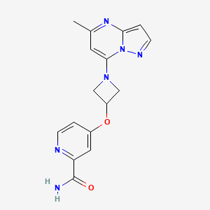 molecular formula C16H16N6O2 B12270490 4-[(1-{5-Methylpyrazolo[1,5-a]pyrimidin-7-yl}azetidin-3-yl)oxy]pyridine-2-carboxamide 