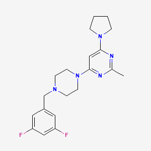 molecular formula C20H25F2N5 B12270495 4-{4-[(3,5-Difluorophenyl)methyl]piperazin-1-yl}-2-methyl-6-(pyrrolidin-1-yl)pyrimidine 