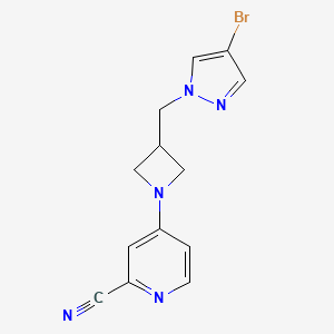 molecular formula C13H12BrN5 B12270559 4-{3-[(4-bromo-1H-pyrazol-1-yl)methyl]azetidin-1-yl}pyridine-2-carbonitrile 