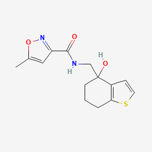 molecular formula C14H16N2O3S B12270570 N-[(4-hydroxy-4,5,6,7-tetrahydro-1-benzothiophen-4-yl)methyl]-5-methyl-1,2-oxazole-3-carboxamide 