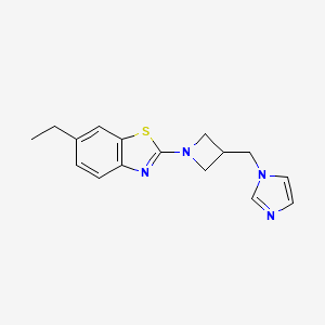 molecular formula C16H18N4S B12270574 6-ethyl-2-{3-[(1H-imidazol-1-yl)methyl]azetidin-1-yl}-1,3-benzothiazole 