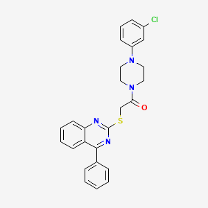 molecular formula C26H23ClN4OS B12270618 1-[4-(3-Chlorophenyl)piperazin-1-yl]-2-[(4-phenylquinazolin-2-yl)sulfanyl]ethanone 