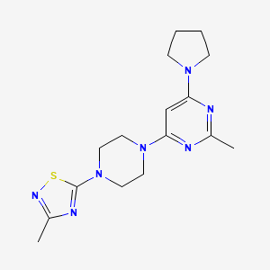 molecular formula C16H23N7S B12270631 2-Methyl-4-[4-(3-methyl-1,2,4-thiadiazol-5-yl)piperazin-1-yl]-6-(pyrrolidin-1-yl)pyrimidine 