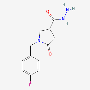 molecular formula C12H14FN3O2 B12270643 1-[(4-Fluorophenyl)methyl]-5-oxopyrrolidine-3-carbohydrazide 