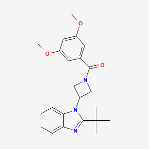 molecular formula C23H27N3O3 B12270658 2-tert-butyl-1-[1-(3,5-dimethoxybenzoyl)azetidin-3-yl]-1H-1,3-benzodiazole 