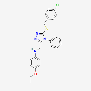 molecular formula C24H23ClN4OS B1227073 N-[[5-[(4-chlorophenyl)methylthio]-4-phenyl-1,2,4-triazol-3-yl]methyl]-4-ethoxyaniline 