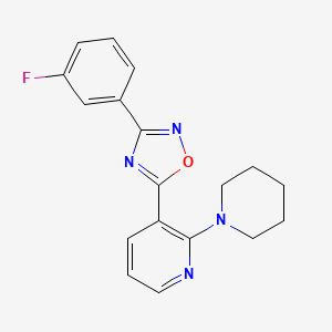 3-[3-(3-Fluorophenyl)-1,2,4-oxadiazol-5-yl]-2-(piperidin-1-yl)pyridine