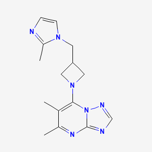 molecular formula C15H19N7 B12270847 1-[(1-{5,6-dimethyl-[1,2,4]triazolo[1,5-a]pyrimidin-7-yl}azetidin-3-yl)methyl]-2-methyl-1H-imidazole 