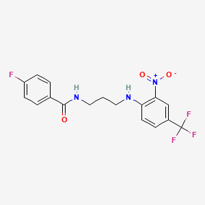 molecular formula C17H15F4N3O3 B1227087 4-fluoro-N-[3-[2-nitro-4-(trifluoromethyl)anilino]propyl]benzamide 