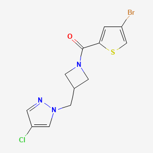 molecular formula C12H11BrClN3OS B12270922 1-{[1-(4-bromothiophene-2-carbonyl)azetidin-3-yl]methyl}-4-chloro-1H-pyrazole 