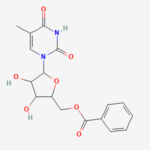 molecular formula C17H18N2O7 B1227093 Benzoic acid [3,4-dihydroxy-5-(5-methyl-2,4-dioxo-1-pyrimidinyl)-2-oxolanyl]methyl ester 