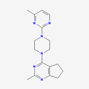 molecular formula C17H22N6 B12270930 4-methyl-2-(4-{2-methyl-5H,6H,7H-cyclopenta[d]pyrimidin-4-yl}piperazin-1-yl)pyrimidine 