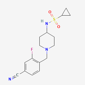 molecular formula C16H20FN3O2S B12270940 N-{1-[(4-cyano-2-fluorophenyl)methyl]piperidin-4-yl}cyclopropanesulfonamide 