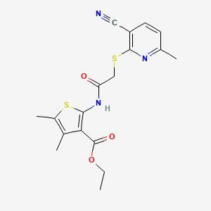 molecular formula C18H19N3O3S2 B12270969 Ethyl 2-{2-[(3-cyano-6-methylpyridin-2-YL)sulfanyl]acetamido}-4,5-dimethylthiophene-3-carboxylate 