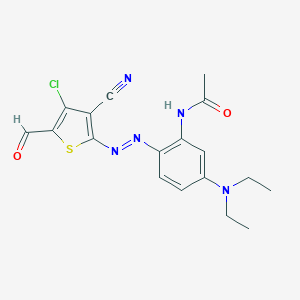 molecular formula C18H18ClN5O2S B012271 2'-(4-氯-3-氰基-5-甲酰基-2-噻吩基)偶氮-5'-二乙氨基乙酰苯胺 CAS No. 104366-25-8