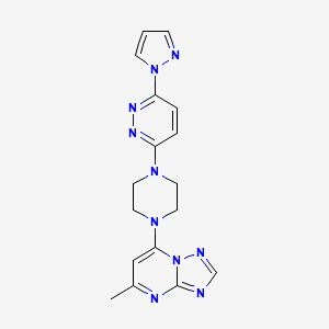 molecular formula C17H18N10 B12271025 3-(4-{5-methyl-[1,2,4]triazolo[1,5-a]pyrimidin-7-yl}piperazin-1-yl)-6-(1H-pyrazol-1-yl)pyridazine 