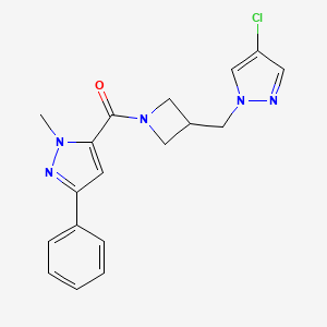 5-{3-[(4-chloro-1H-pyrazol-1-yl)methyl]azetidine-1-carbonyl}-1-methyl-3-phenyl-1H-pyrazole