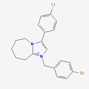 1-[(4-bromophenyl)methyl]-3-(4-chlorophenyl)-6,7,8,9-tetrahydro-5H-imidazo[1,2-a]azepin-1-ium