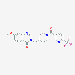 molecular formula C22H21F3N4O3 B12271066 7-Methoxy-3-({1-[6-(trifluoromethyl)pyridine-3-carbonyl]piperidin-4-yl}methyl)-3,4-dihydroquinazolin-4-one 