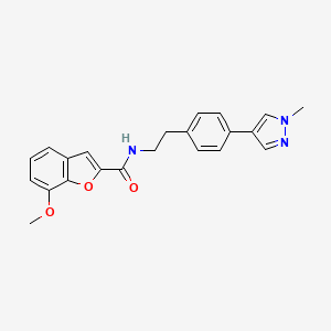 molecular formula C22H21N3O3 B12271075 7-methoxy-N-{2-[4-(1-methyl-1H-pyrazol-4-yl)phenyl]ethyl}-1-benzofuran-2-carboxamide 