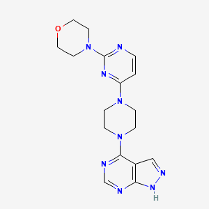 molecular formula C17H21N9O B12271078 4-[4-(4-{1H-pyrazolo[3,4-d]pyrimidin-4-yl}piperazin-1-yl)pyrimidin-2-yl]morpholine 