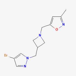 molecular formula C12H15BrN4O B12271081 5-({3-[(4-bromo-1H-pyrazol-1-yl)methyl]azetidin-1-yl}methyl)-3-methyl-1,2-oxazole 