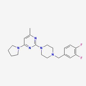 molecular formula C20H25F2N5 B12271138 2-{4-[(3,4-Difluorophenyl)methyl]piperazin-1-yl}-4-methyl-6-(pyrrolidin-1-yl)pyrimidine 