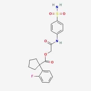 molecular formula C20H21FN2O5S B1227114 1-(2-Fluorophenyl)-1-cyclopentanecarboxylic acid [2-oxo-2-(4-sulfamoylanilino)ethyl] ester 