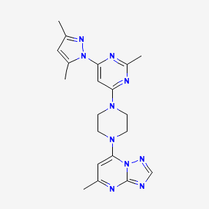 molecular formula C20H24N10 B12271142 4-(3,5-dimethyl-1H-pyrazol-1-yl)-2-methyl-6-(4-{5-methyl-[1,2,4]triazolo[1,5-a]pyrimidin-7-yl}piperazin-1-yl)pyrimidine 