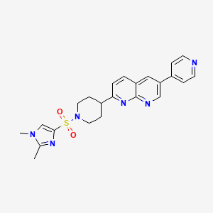 molecular formula C23H24N6O2S B12271152 2-{1-[(1,2-dimethyl-1H-imidazol-4-yl)sulfonyl]piperidin-4-yl}-6-(pyridin-4-yl)-1,8-naphthyridine 