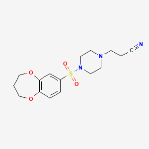 molecular formula C16H21N3O4S B1227117 3-[4-(3,4-二氢-2H-1,5-苯并二氧杂戊环-7-基磺酰基)-1-哌嗪基]丙腈 