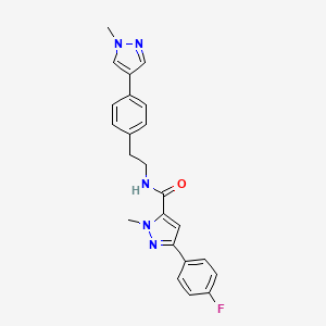 molecular formula C23H22FN5O B12271192 3-(4-fluorophenyl)-1-methyl-N-{2-[4-(1-methyl-1H-pyrazol-4-yl)phenyl]ethyl}-1H-pyrazole-5-carboxamide 