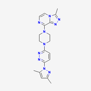 molecular formula C19H22N10 B12271222 3-(3,5-dimethyl-1H-pyrazol-1-yl)-6-(4-{3-methyl-[1,2,4]triazolo[4,3-a]pyrazin-8-yl}piperazin-1-yl)pyridazine 